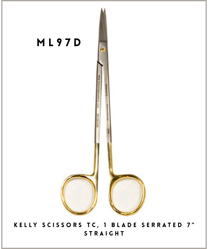 Kelly Scissors TC, 1 Blade Serrated 7" Straight